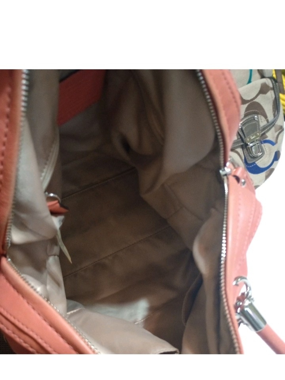 Coach Pebbled Leather Satchel in Coral Pink - Picture 9 of 9